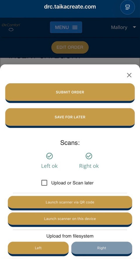 Look over the summary page and submit
Alternatively, save the order for later — this can be done at any point in the order...