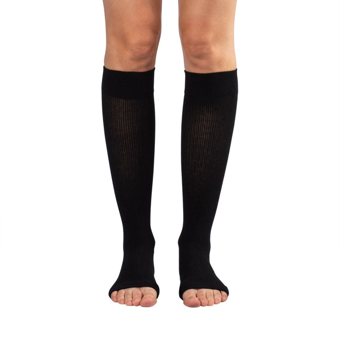 Essentials Cotton Below Knee Socks Open Toe 20-30mmHg
